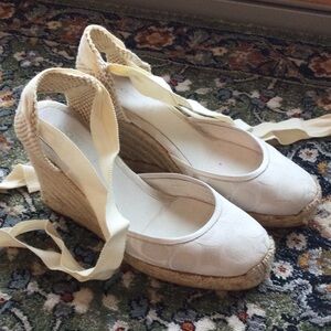 Coach White Espadrille Wedge Sandals